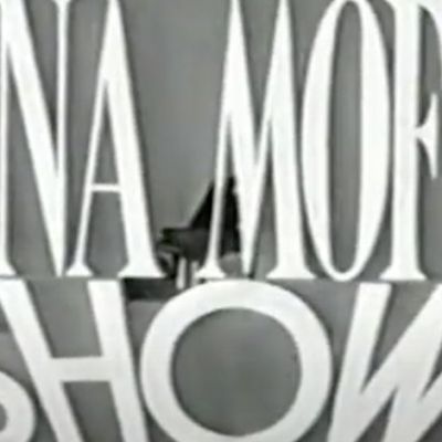 Black and white image with white text spelling 'ANNA MOFFO SHOW'
